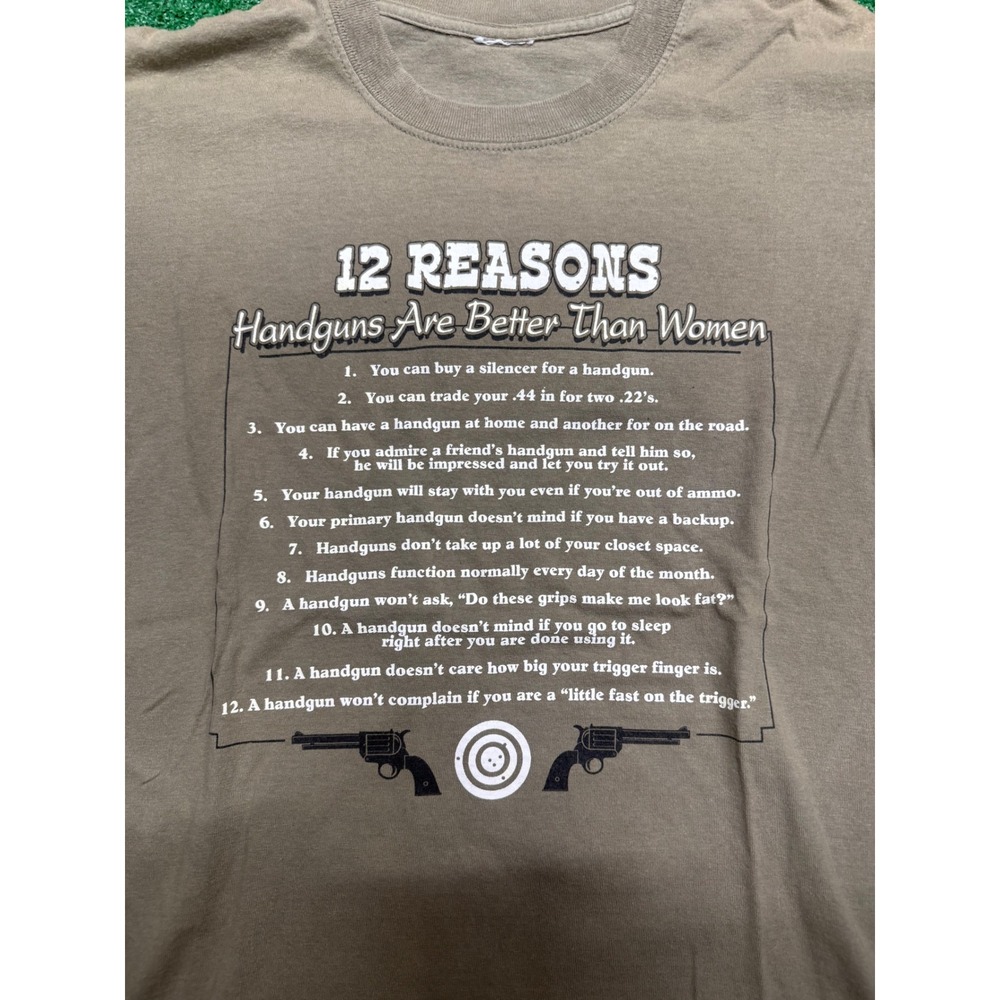 Y2K, deadwood funny graphic "12 reasons why handguns are better than women" - Picture 2 of 6